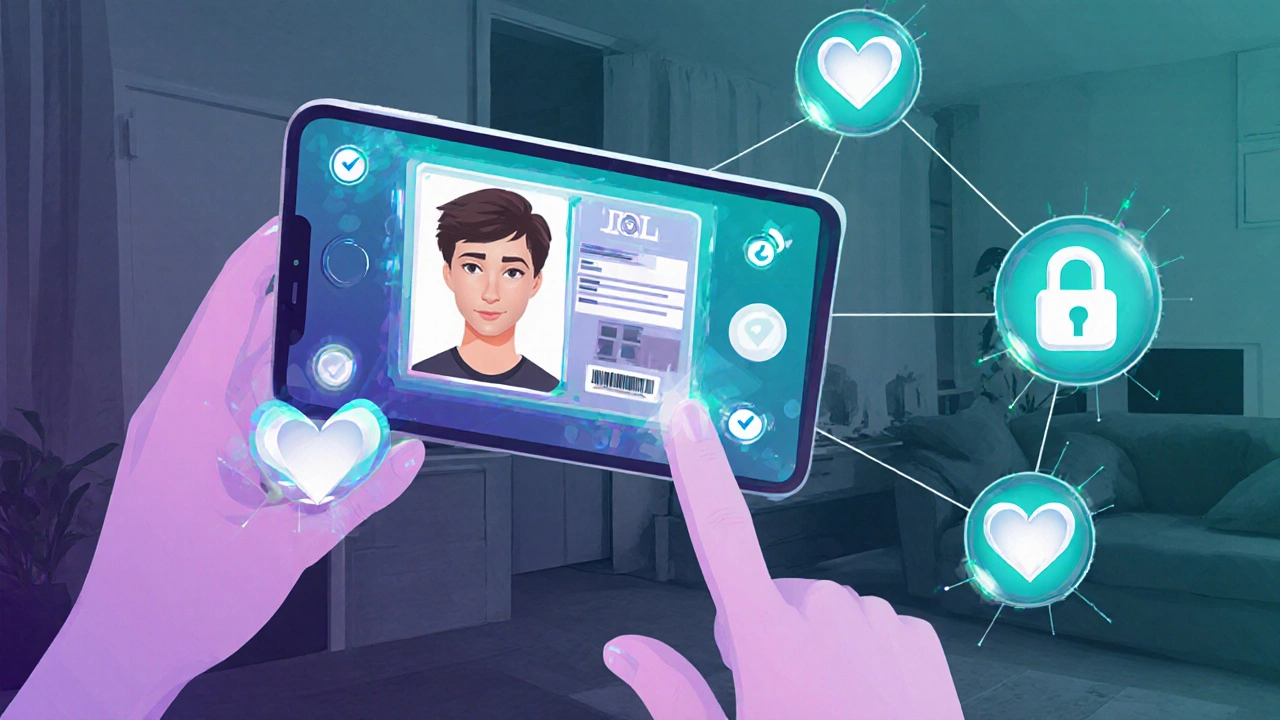 Vérification d’identité sur smartphone avec selfie et pièce d’identité.