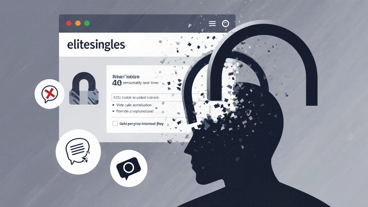 Serrure numérique qui se brise en formant une silhouette humaine, entourée d&#039;icônes de vérification et d&#039;avertissements sur une interface de rencontre.