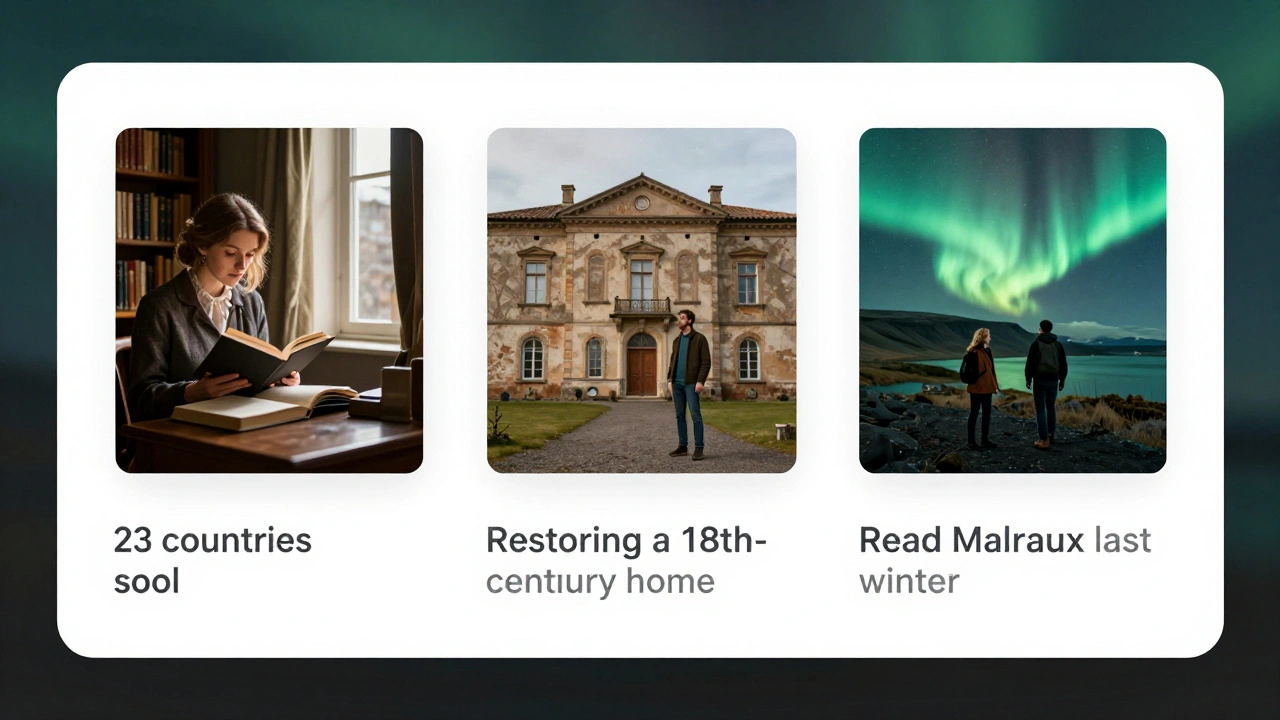 Trois profils de rencontre haut de gamme avec des détails concrets : lecture, voyage, restauration.