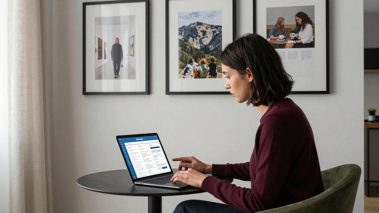 Une femme professionnelle examine un rapport de compatibilité dans son appartement élégant du 7e arrondissement.