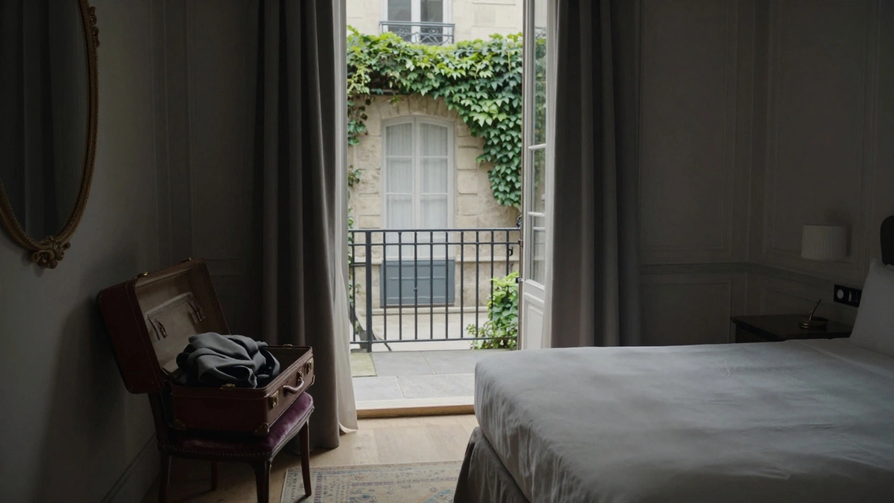 Une chambre d'hôtel sans fenêtre sur la rue, avec entrée privée et aucune trace de surveillance.