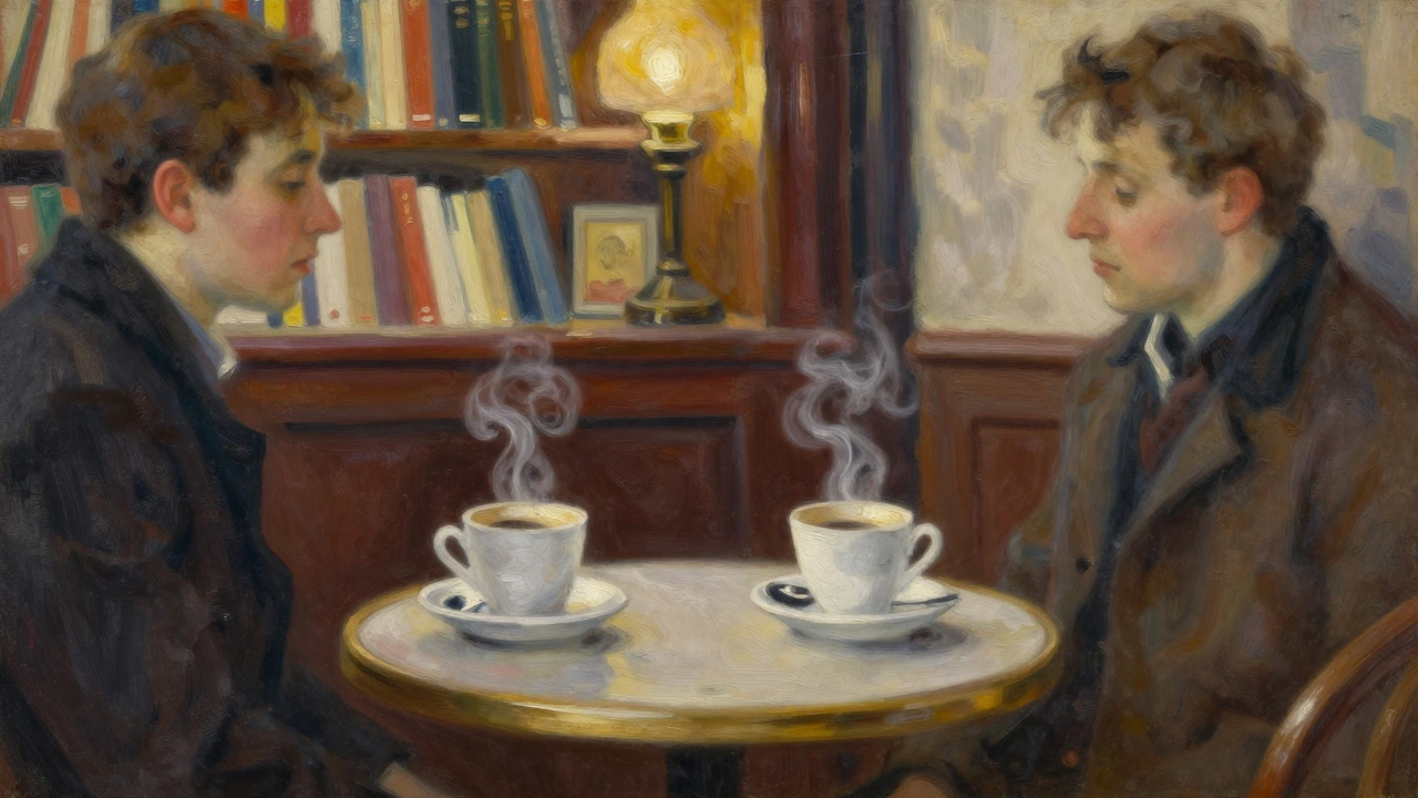 Deux tasses de café fumantes sur une table dans un bistrot intime